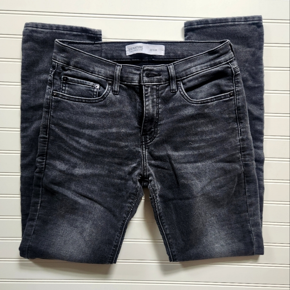 Men's Signature Levi Slim Black Jeans, size 30x32